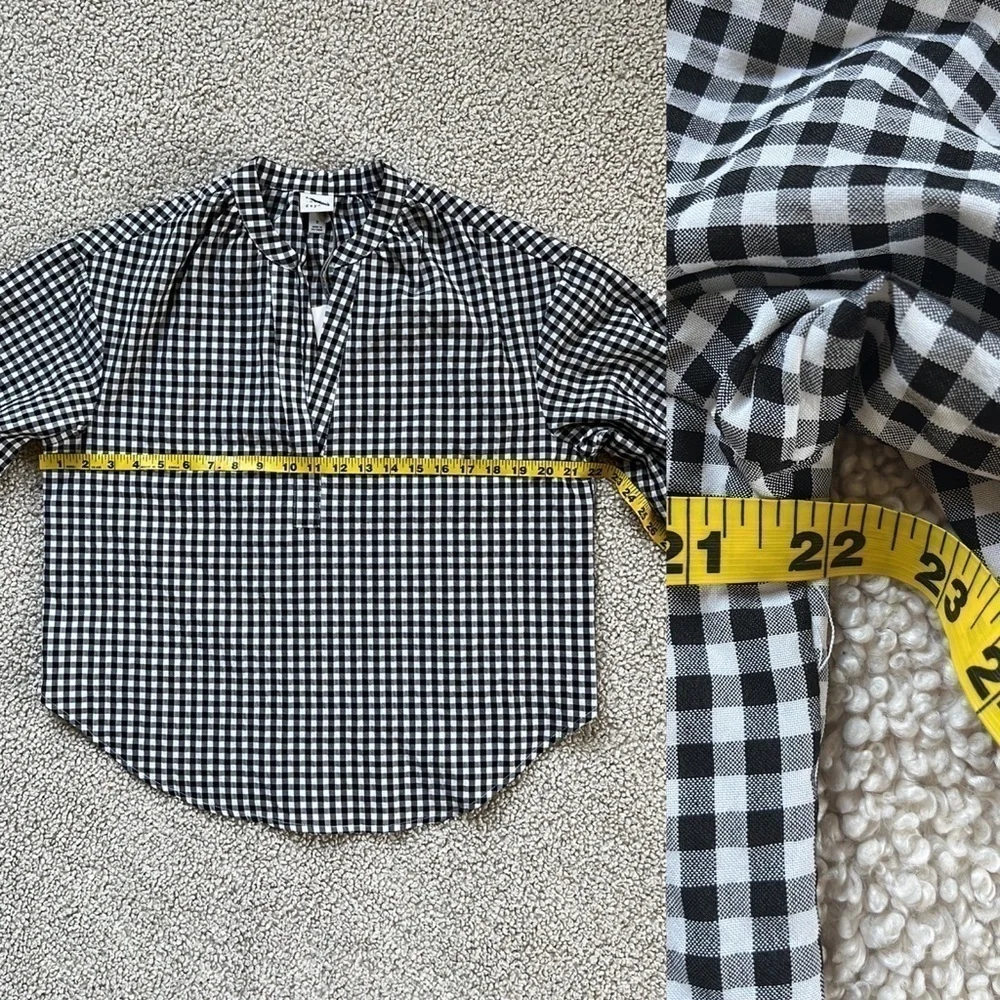 A NEW DAY Popover Top in Black/White Gingham NWT Small - Picture 11 of 13